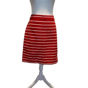 Banana Republic Skirt Women's Size 10 - Red White Striped Cotton Lined Pencil